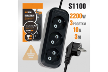 Сетевой удлинитель LP SF518 3 розетки, 10А, 2200Вт, 3м, черный