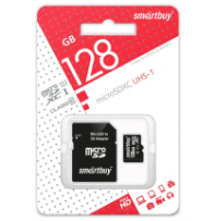 Карта памяти micro SD 128Gb SmartBuy class 10 с адаптером UHS-I