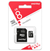 Карта памяти micro SD 8Gb SmartBuy class 10 с адаптером