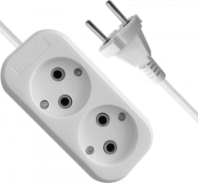 Сетевой удлинитель DEFENDER B220 2 розетки, 10А, 2200Вт, 2м, белый