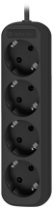 Сетевой удлинитель DEFENDER М418 4 розетки, 10А, 2200Вт, 1.8м, заземление, черный