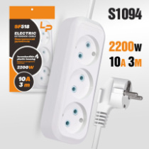 Сетевой удлинитель LP SF518 3 розетки, 10А, 2200Вт, 3м, белый